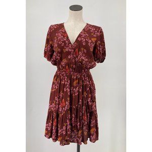 Madewell Ruffle-Wrap Dress in Windowbox Floral Short Sleeve Butterfly Size 8